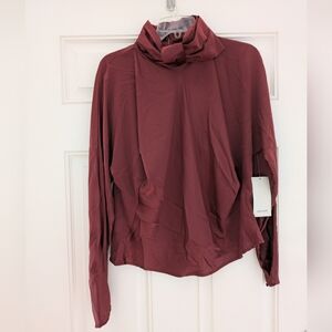 NWT ZARA Womens Burgundy Red Silky Bow Neck Blouse Top Shirt Sz M